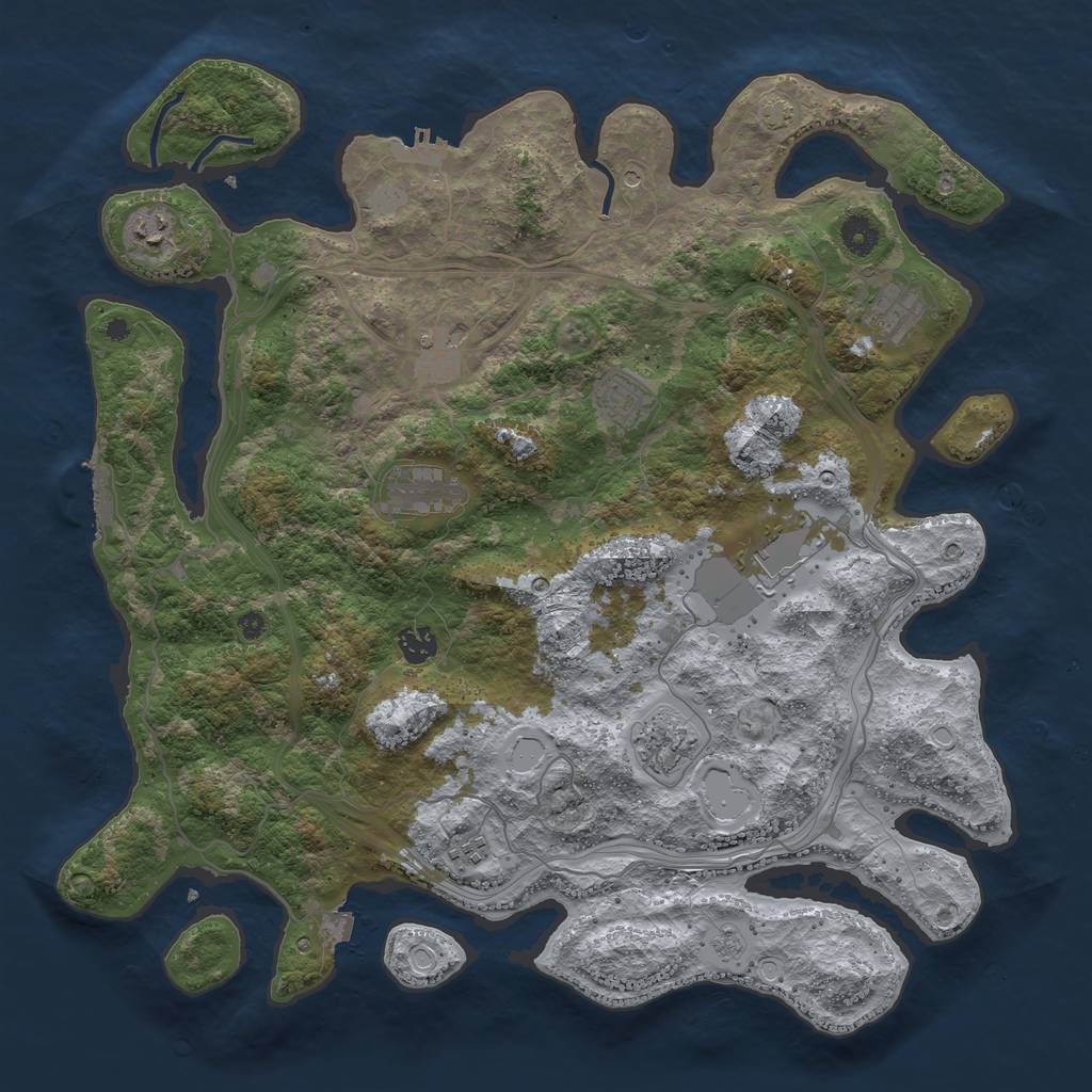 Rust Map: Procedural Map, Size: 4250, Seed: 740854379, 17 Monuments
