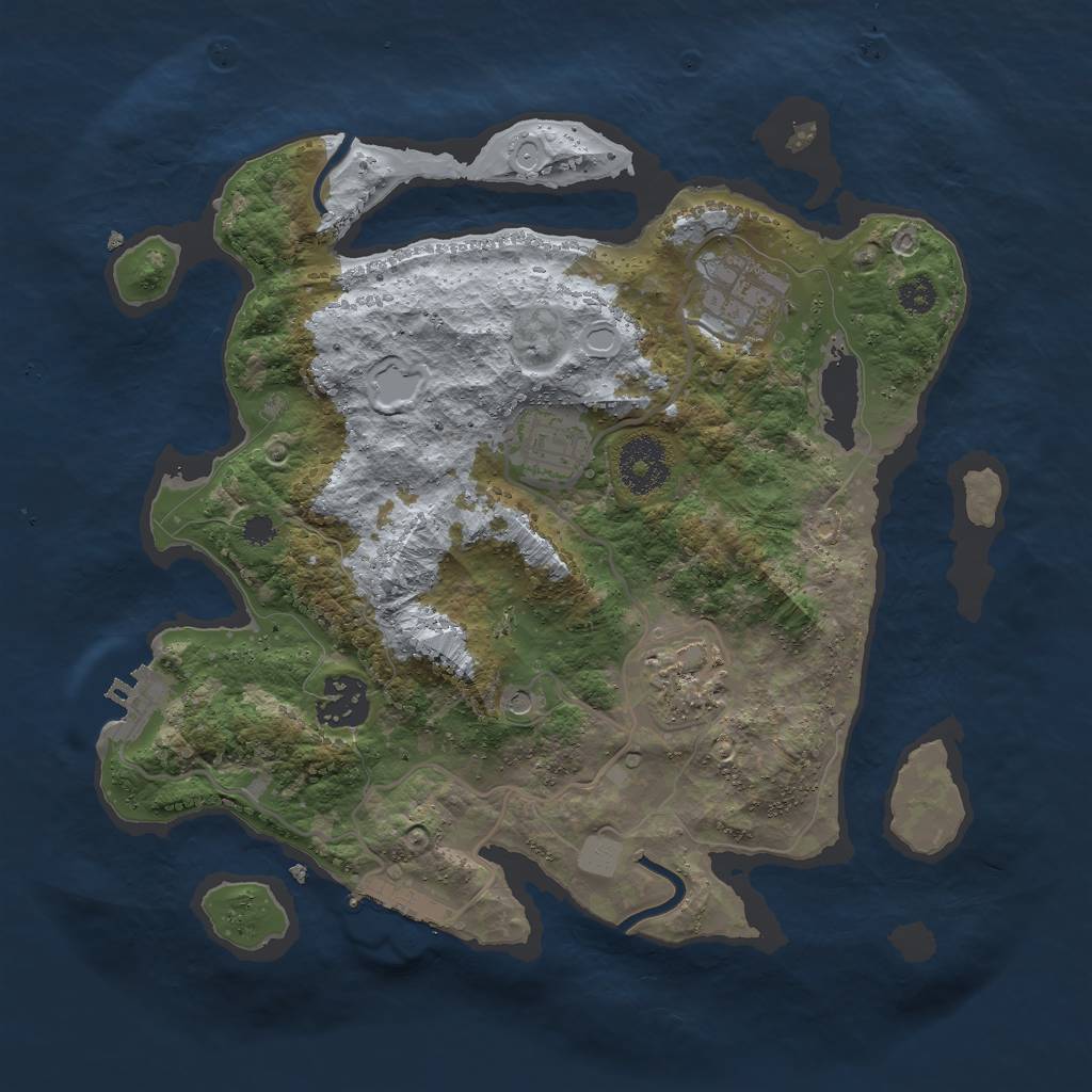Rust Map: Procedural Map, Size: 3000, Seed: 2145259231, 12 Monuments
