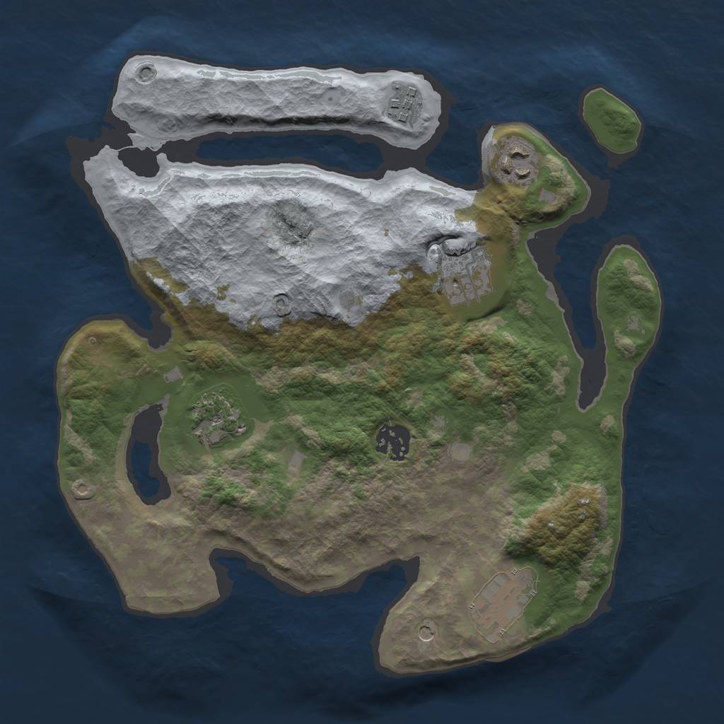 Rust Map: Barren, Size: 3000, Seed: 20122, 9 Monuments