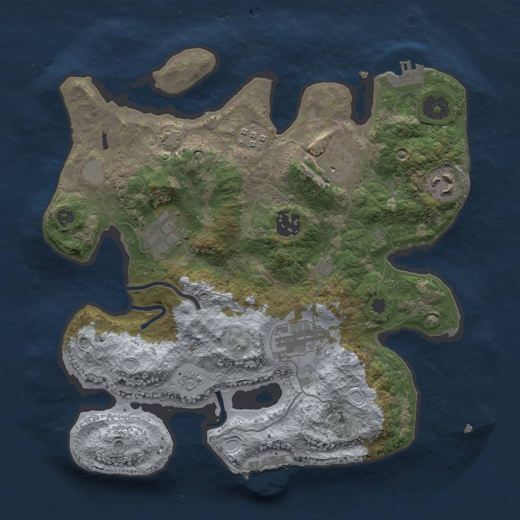 Rust Map: Procedural Map, Size: 3000, Seed: 1037040093, 13 Monuments