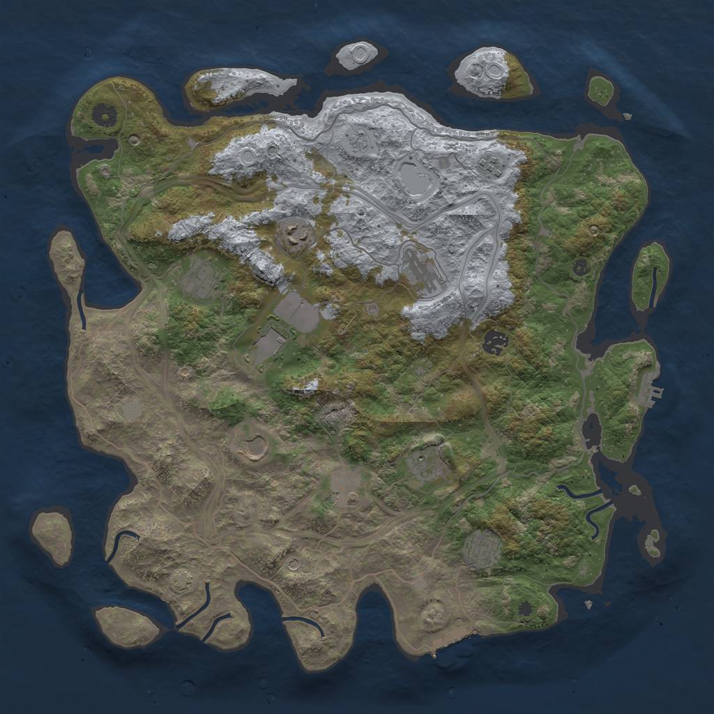 Rust Map: Procedural Map, Size: 4300, Seed: 902785412, 18 Monuments