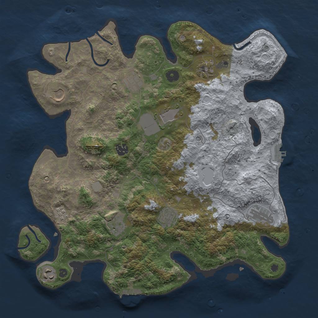 Rust Map: Procedural Map, Size: 3800, Seed: 4983921, 17 Monuments