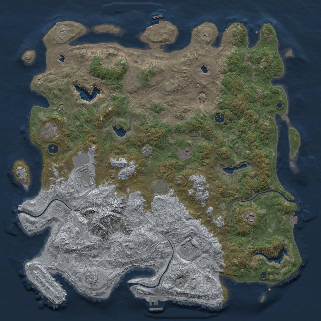 Rust Map: Procedural Map, Size: 5001, Seed: 2147483647, 16 Monuments