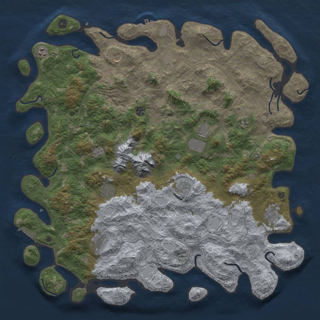 Rust Map: Procedural Map, Size: 5000, Seed: 970679850, 19 Monuments