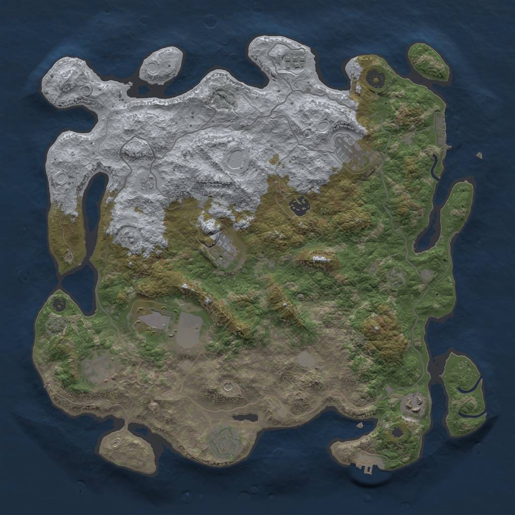 Rust Map: Procedural Map, Size: 4000, Seed: 1180407276, 16 Monuments