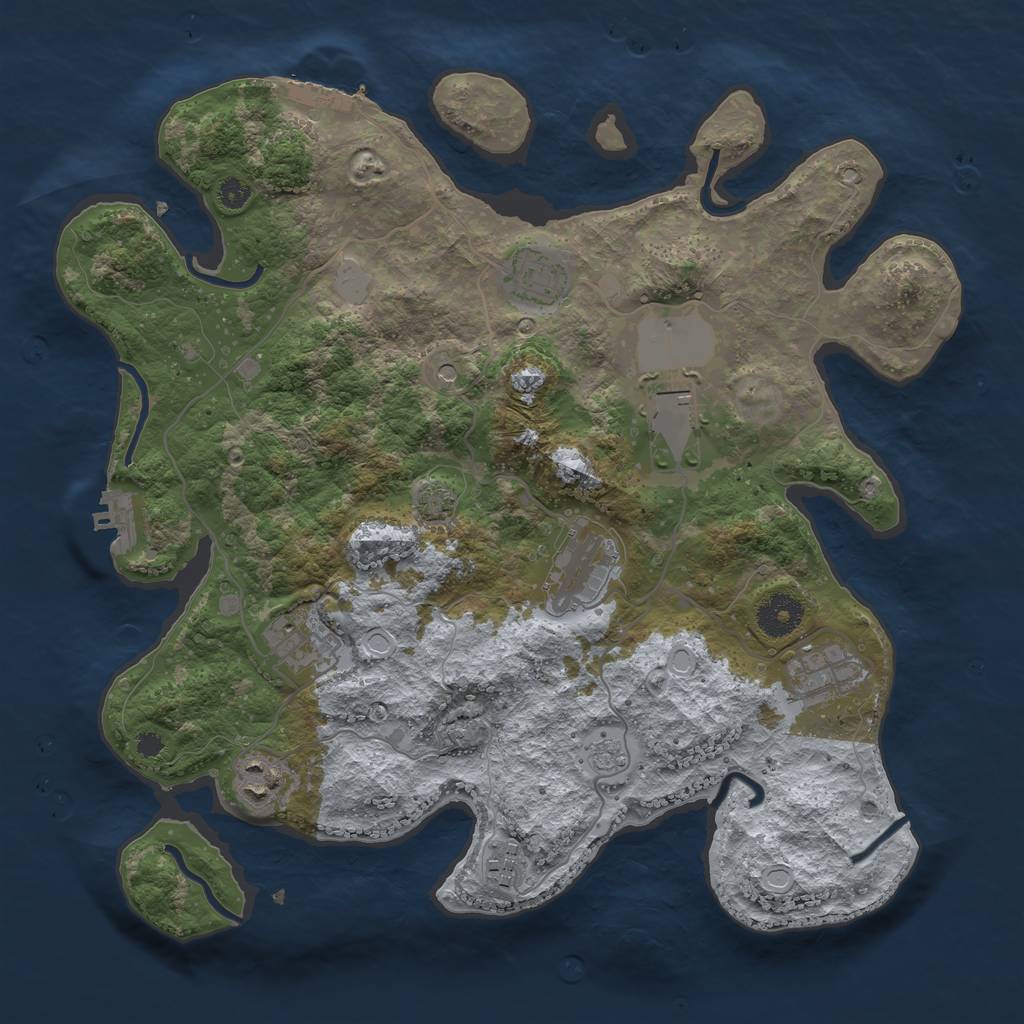 Rust Map: Procedural Map, Size: 3500, Seed: 885007, 15 Monuments