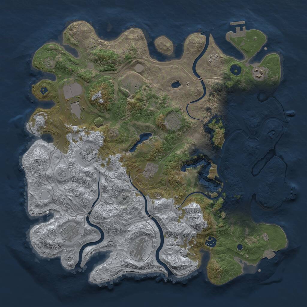 Rust Map: Procedural Map, Size: 4250, Seed: 751528228, 16 Monuments