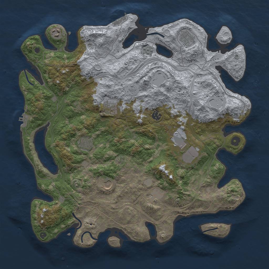 Rust Map: Procedural Map, Size: 4250, Seed: 1844945299, 16 Monuments