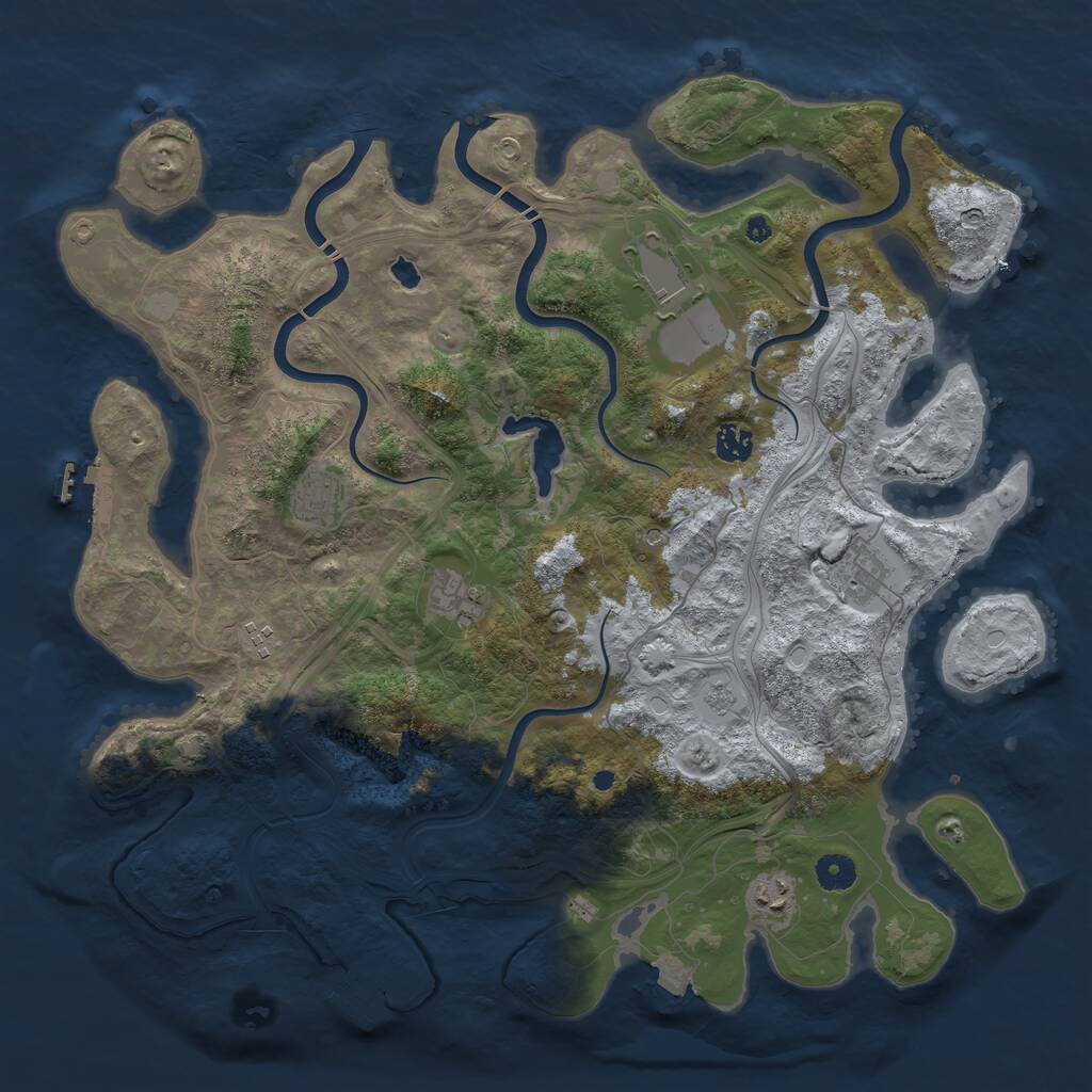 Rust Map: Procedural Map, Size: 4250, Seed: 505854358, 13 Monuments