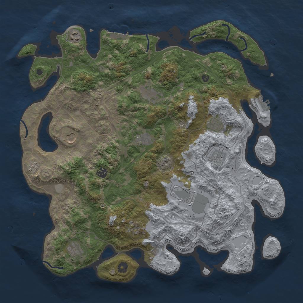 Rust Map: Procedural Map, Size: 4250, Seed: 205402343, 18 Monuments