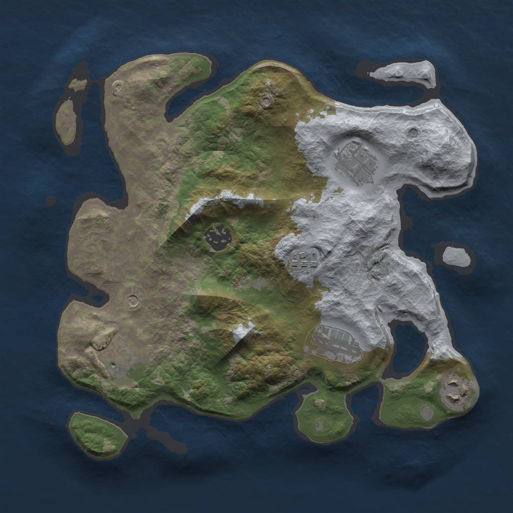 Rust Map: Barren, Size: 3000, Seed: 1884334822, 9 Monuments
