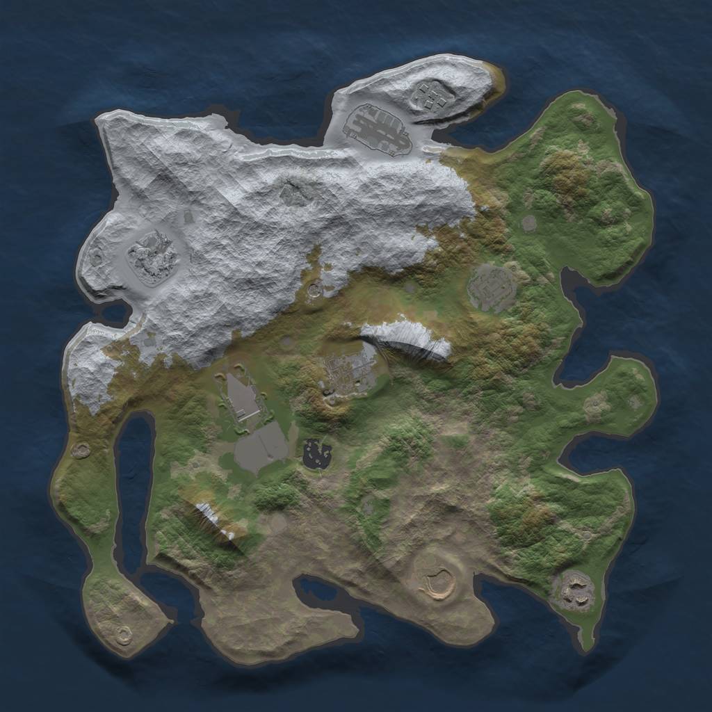 Rust Map: Barren, Size: 3500, Seed: 439788829, 12 Monuments