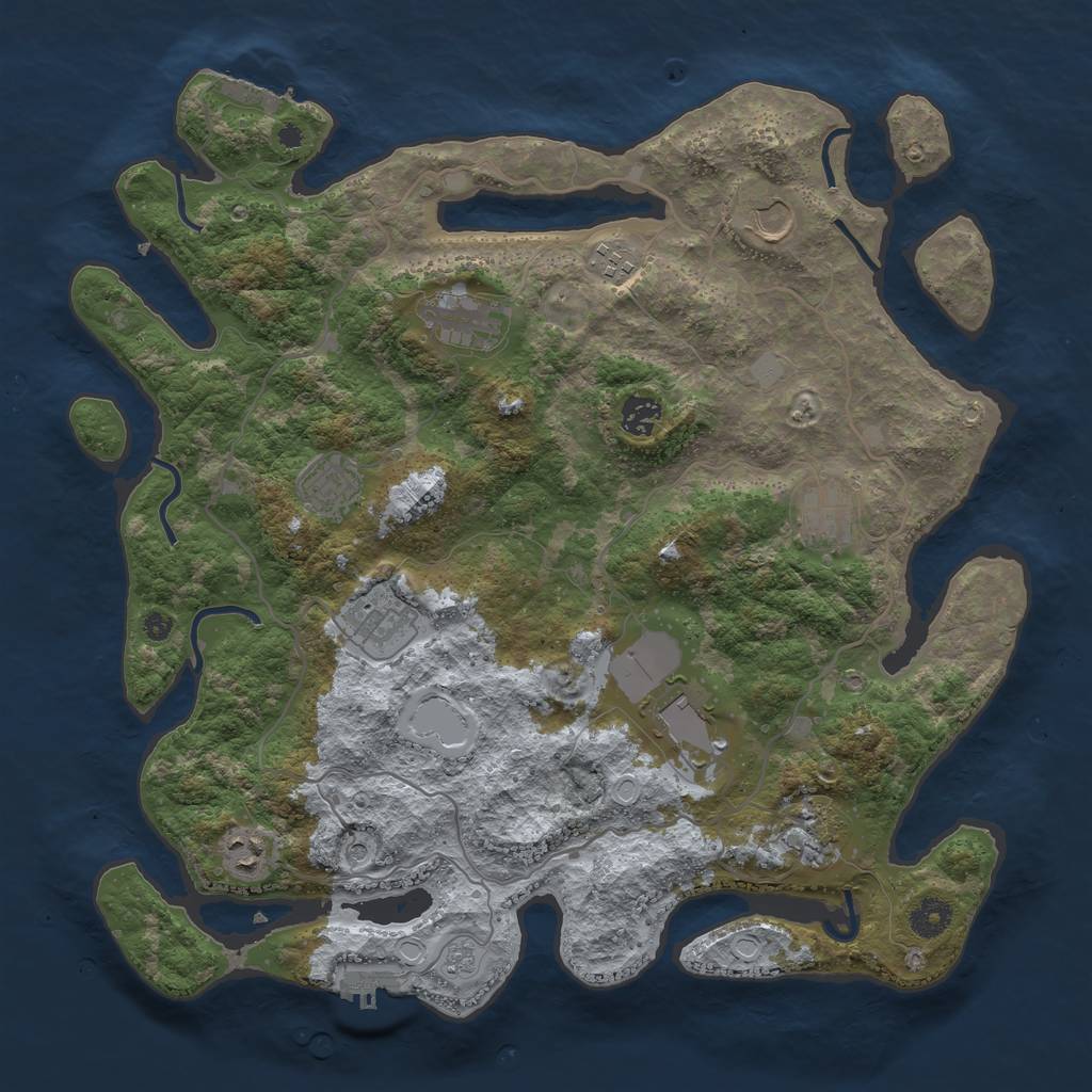 Rust Map: Procedural Map, Size: 4000, Seed: 45657677, 19 Monuments