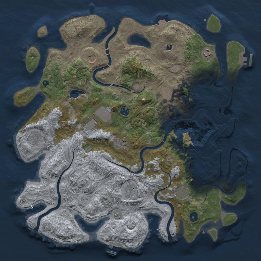 Rust Map: Procedural Map, Size: 4250, Seed: 2038371554, 16 Monuments