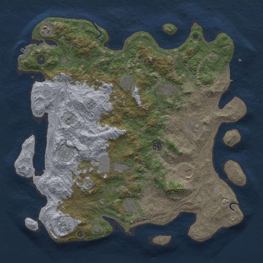 Rust Map: Procedural Map, Size: 4250, Seed: 389781647, 19 Monuments