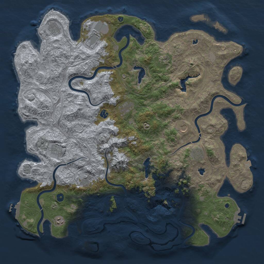 Rust Map: Procedural Map, Size: 5000, Seed: 1965406461, 17 Monuments