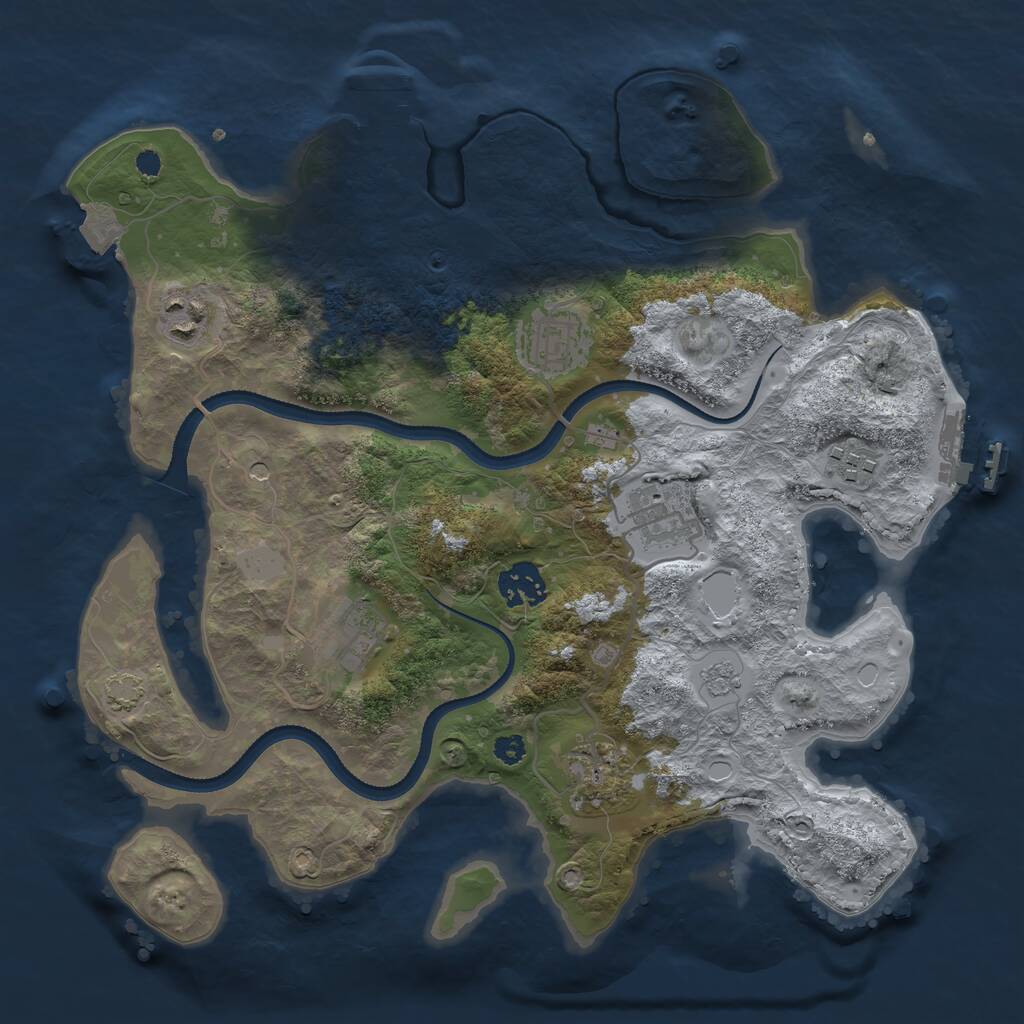 Rust Map: Procedural Map, Size: 3300, Seed: 241904094, 13 Monuments