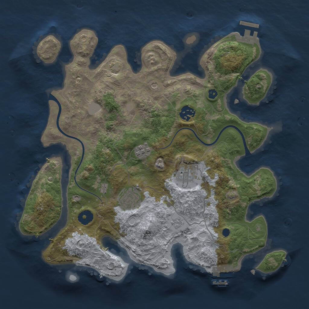 Rust Map: Procedural Map, Size: 3200, Seed: 934362480, 10 Monuments