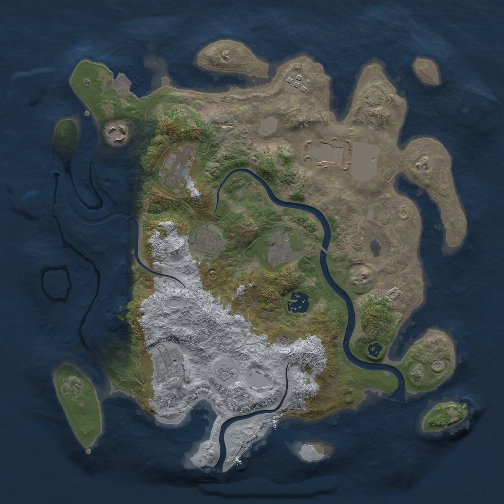 Rust Map: Procedural Map, Size: 3500, Seed: 1910076045, 12 Monuments