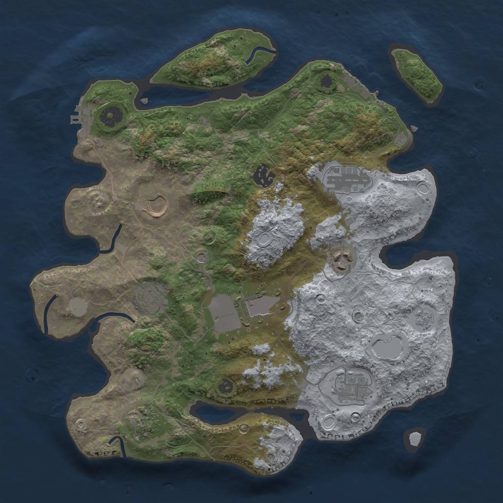 Rust Map: Procedural Map, Size: 3500, Seed: 198810643, 17 Monuments