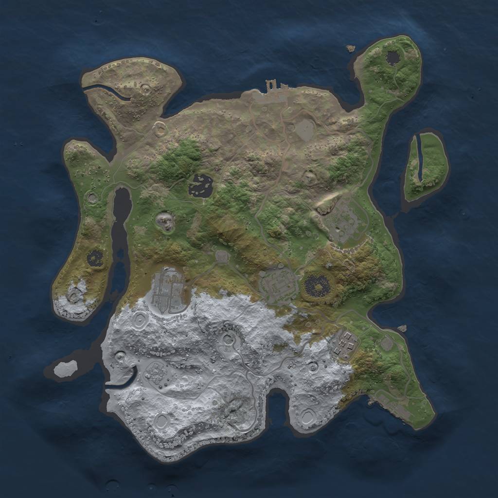 Rust Map: Procedural Map, Size: 3000, Seed: 1881431576, 14 Monuments