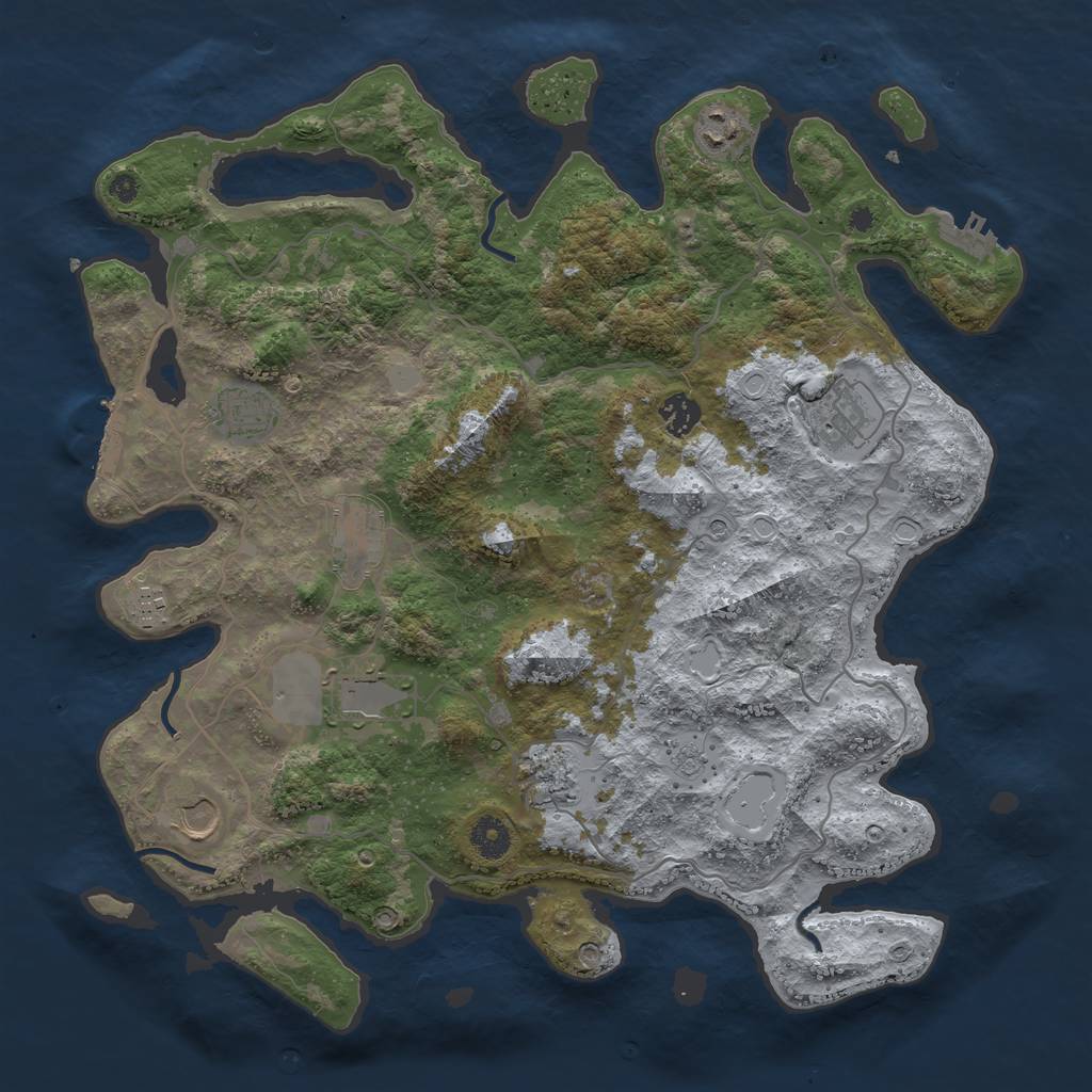 Rust Map: Procedural Map, Size: 4000, Seed: 757575, 16 Monuments