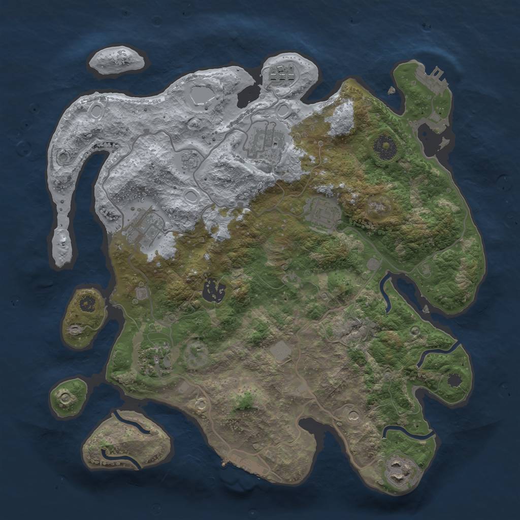 Rust Map: Procedural Map, Size: 3250, Seed: 401932387, 16 Monuments