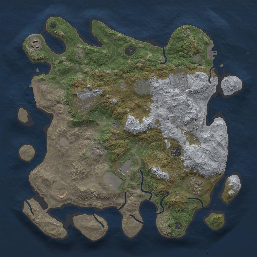 Rust Map: Procedural Map, Size: 3700, Seed: 854161777, 18 Monuments