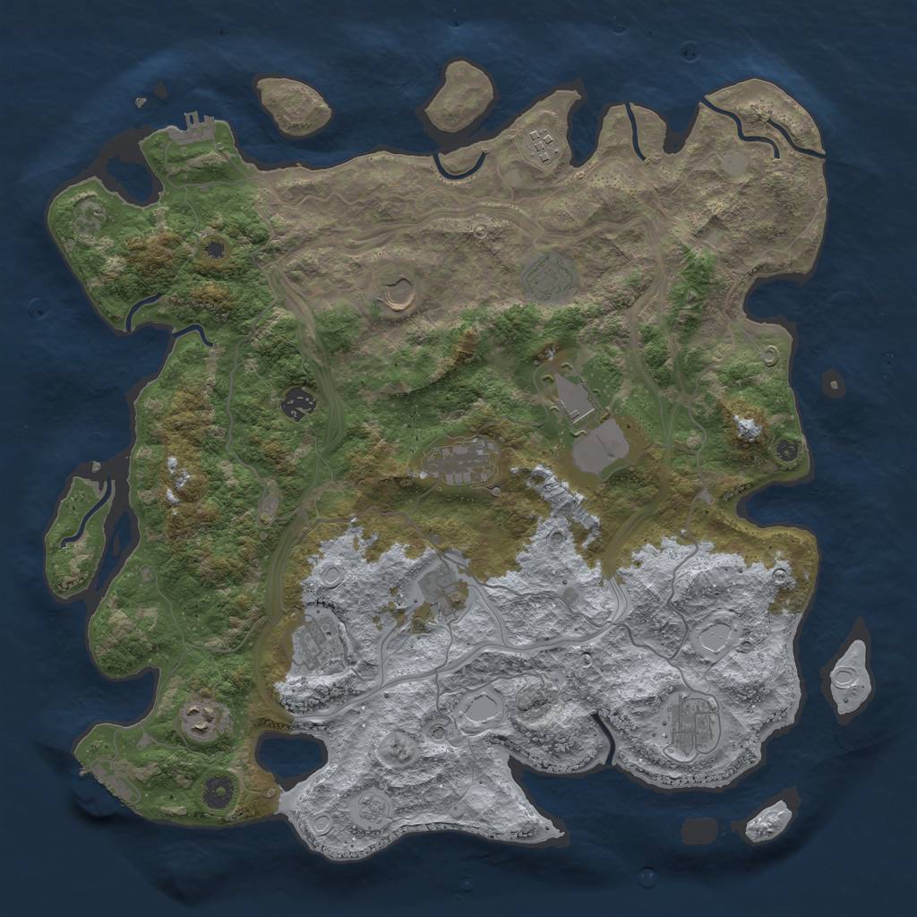 Rust Map: Procedural Map, Size: 4250, Seed: 7738, 17 Monuments