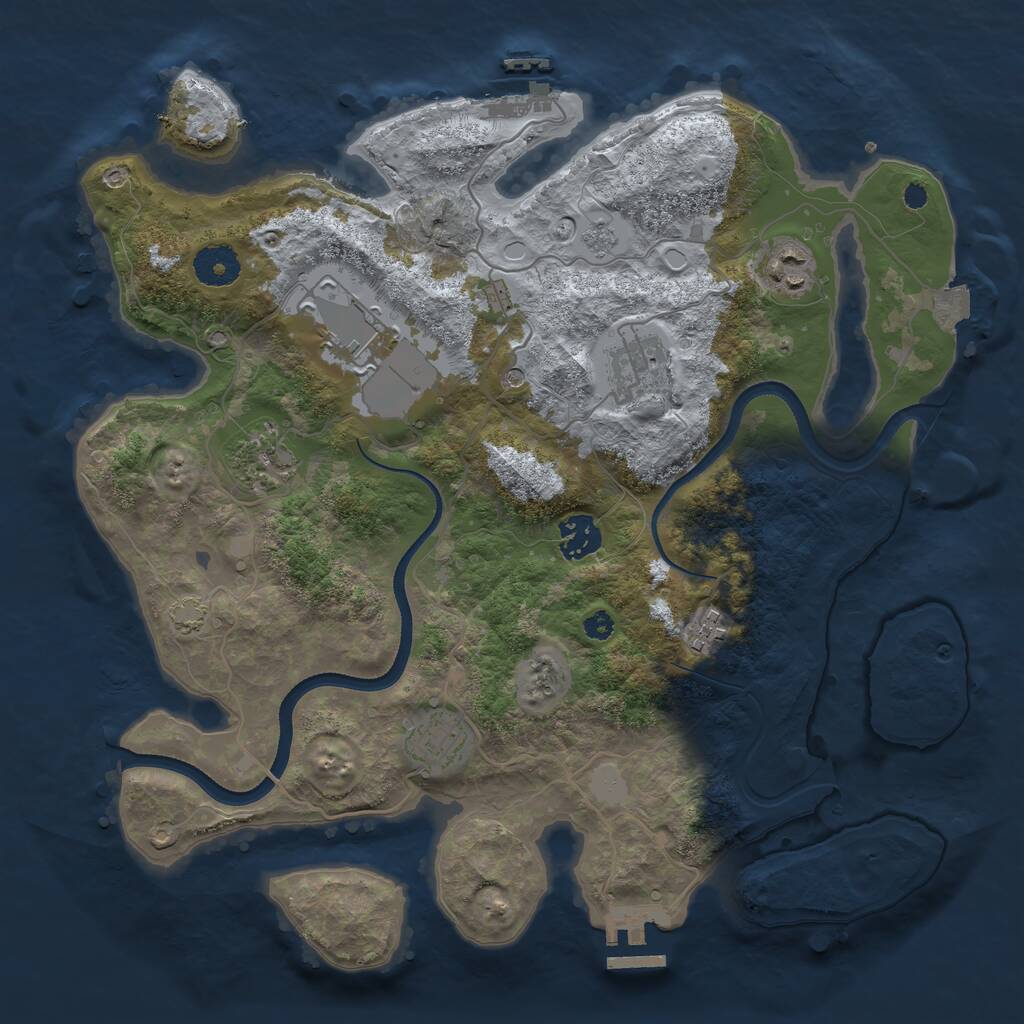 Rust Map: Procedural Map, Size: 3500, Seed: 4303, 13 Monuments
