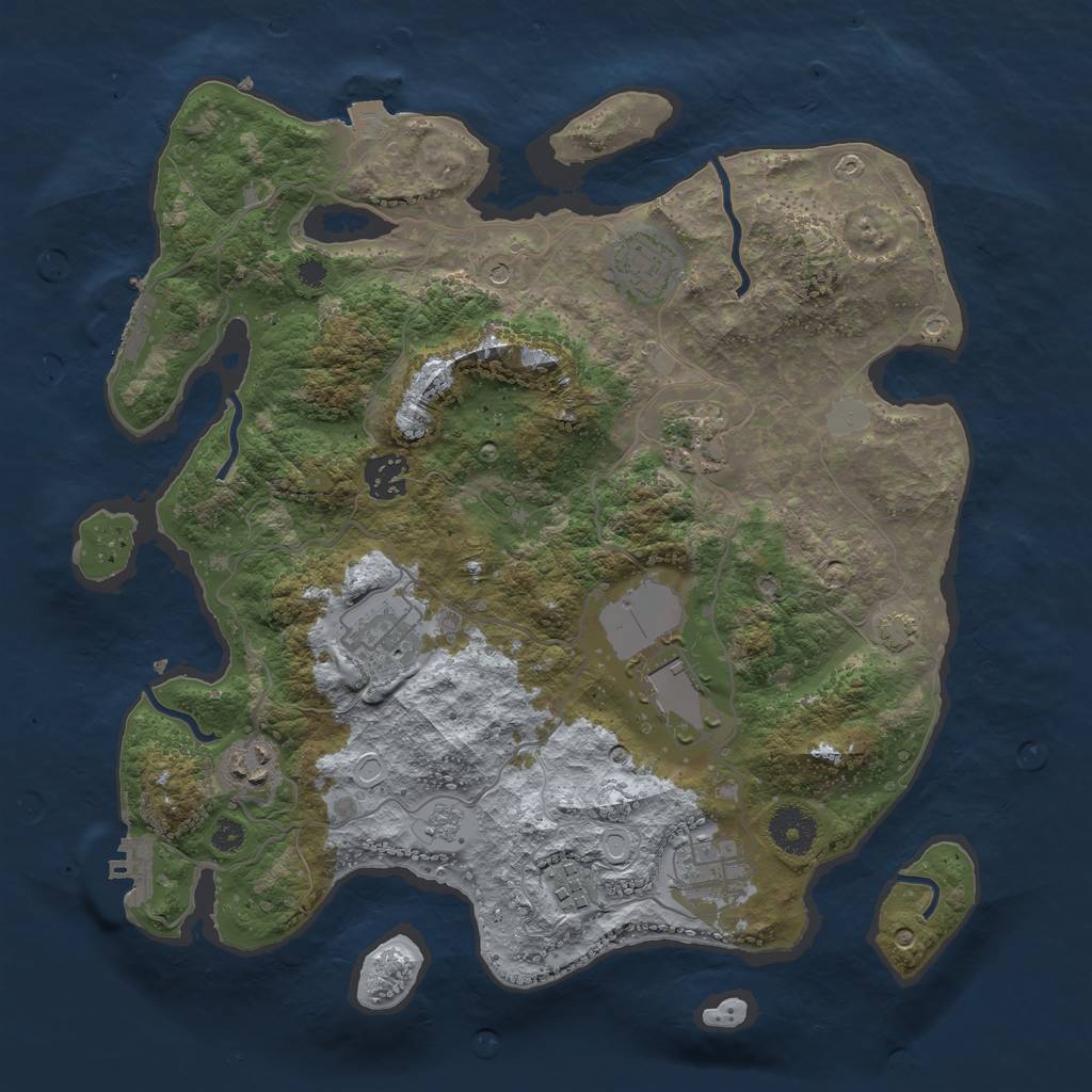 Rust Map: Procedural Map, Size: 3500, Seed: 4304, 16 Monuments