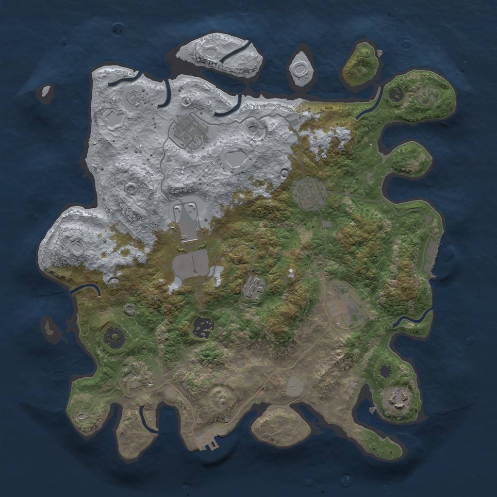 Rust Map: Procedural Map, Size: 3500, Seed: 4306, 15 Monuments