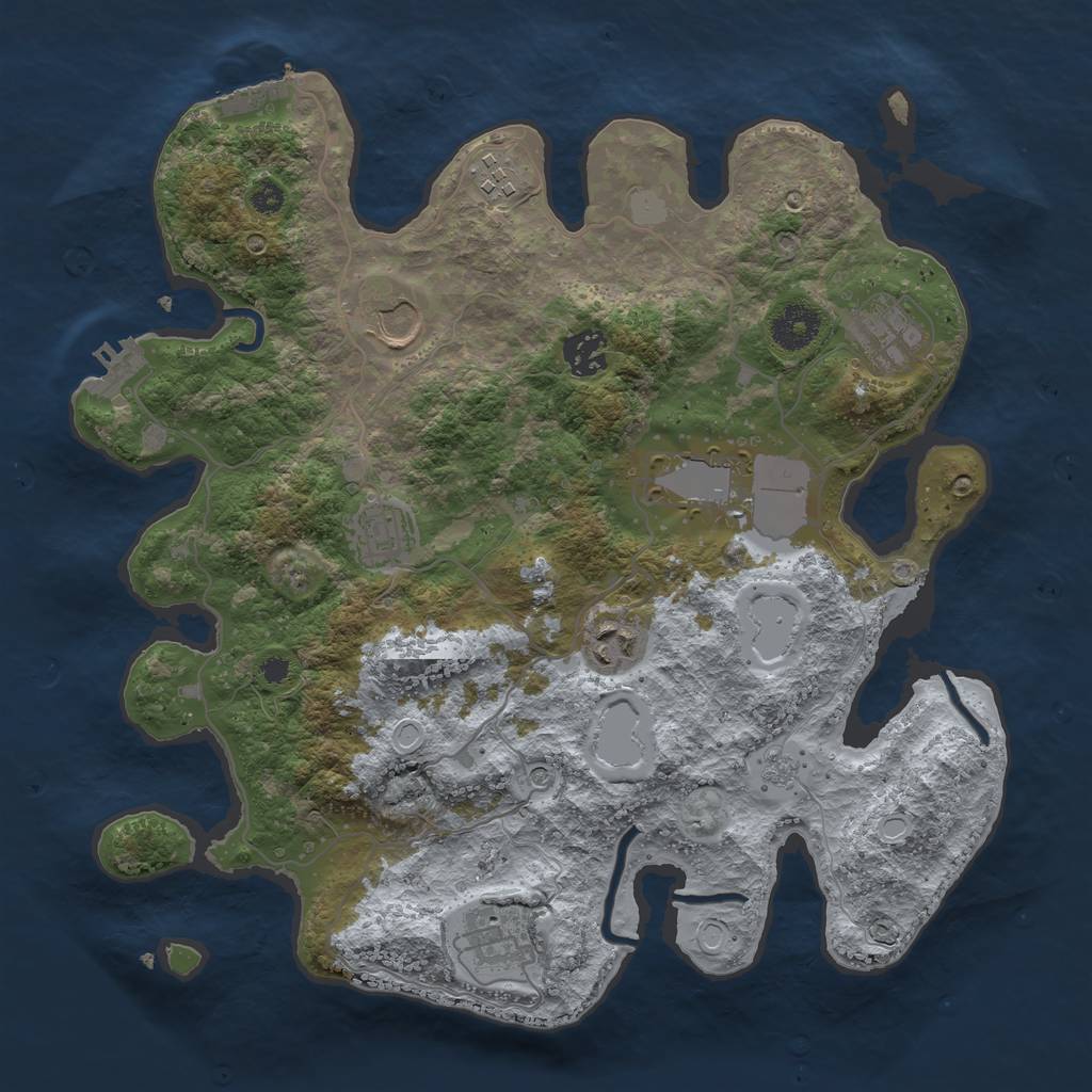 Rust Map: Procedural Map, Size: 3500, Seed: 3951, 17 Monuments