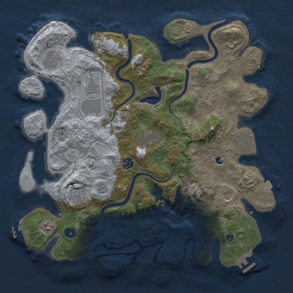 Rust Map: Procedural Map, Size: 4000, Seed: 1740858159, 16 Monuments