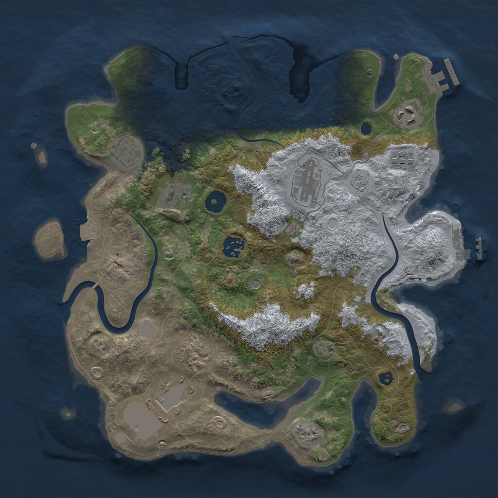 Rust Map: Procedural Map, Size: 3500, Seed: 4307, 14 Monuments