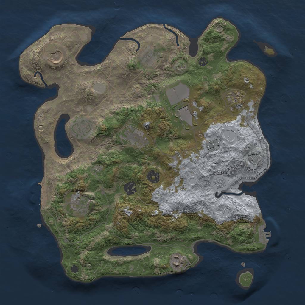 Rust Map: Procedural Map, Size: 3500, Seed: 1712699202, 17 Monuments