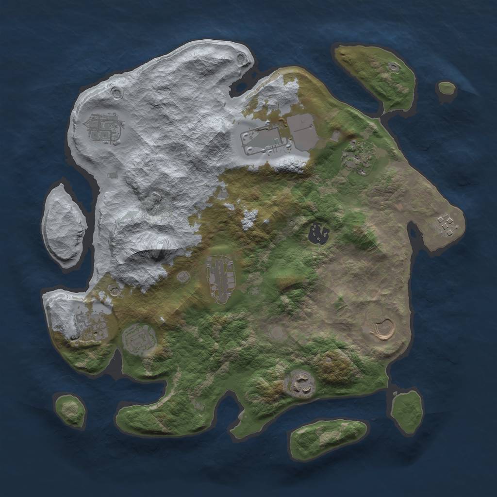 Rust Map: Barren, Size: 3500, Seed: 118122422, 13 Monuments