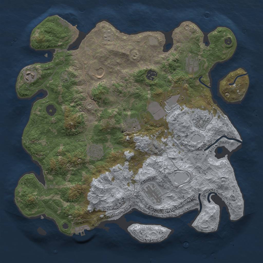 Rust Map: Procedural Map, Size: 3750, Seed: 390817881, 19 Monuments