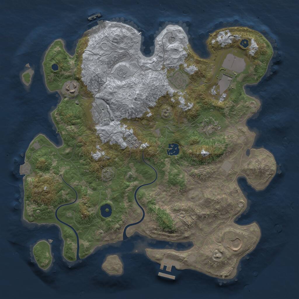 Rust Map: Procedural Map, Size: 3550, Seed: 3345322, 14 Monuments