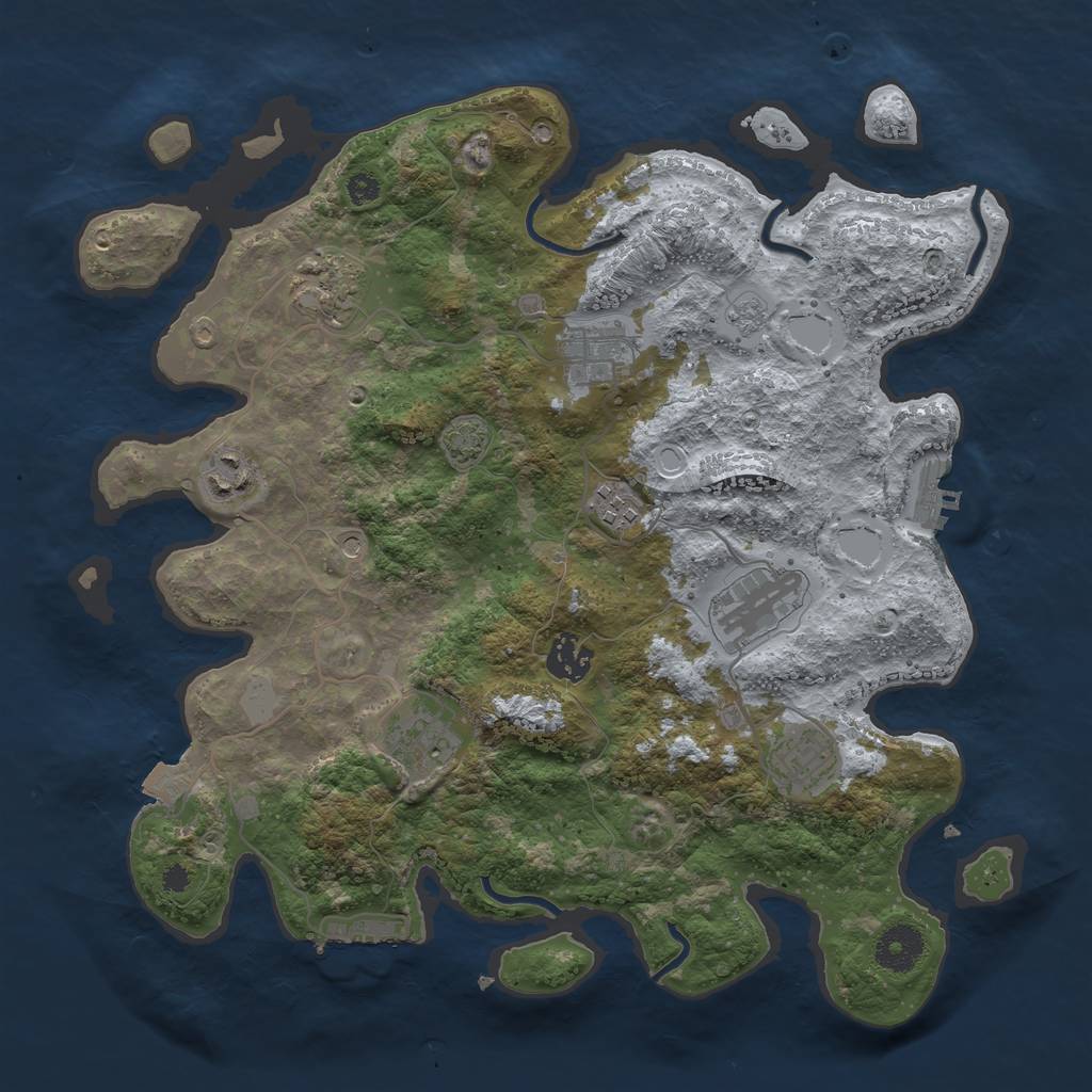 Rust Map: Procedural Map, Size: 3494, Seed: 9556812, 16 Monuments
