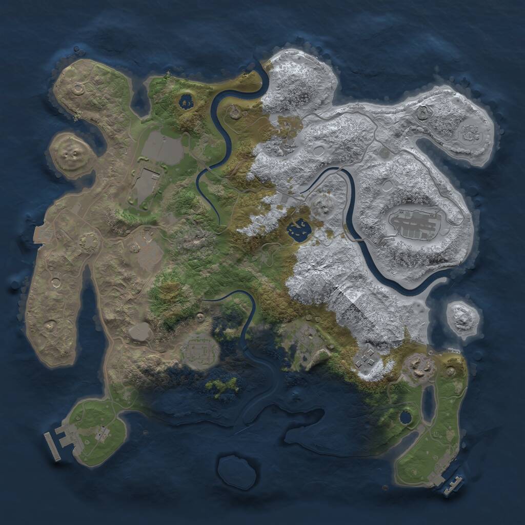 Rust Map: Procedural Map, Size: 3500, Seed: 866910235, 15 Monuments