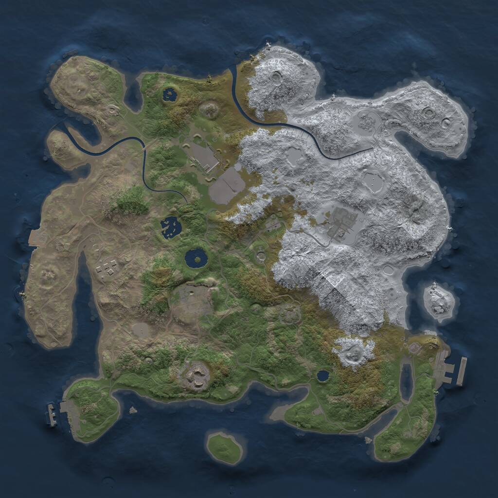 Rust Map: Procedural Map, Size: 3500, Seed: 866910235, 12 Monuments