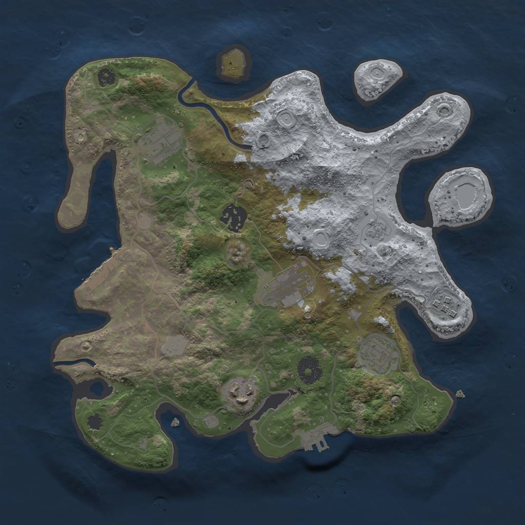 Rust Map: Procedural Map, Size: 3000, Seed: 1719193390, 12 Monuments
