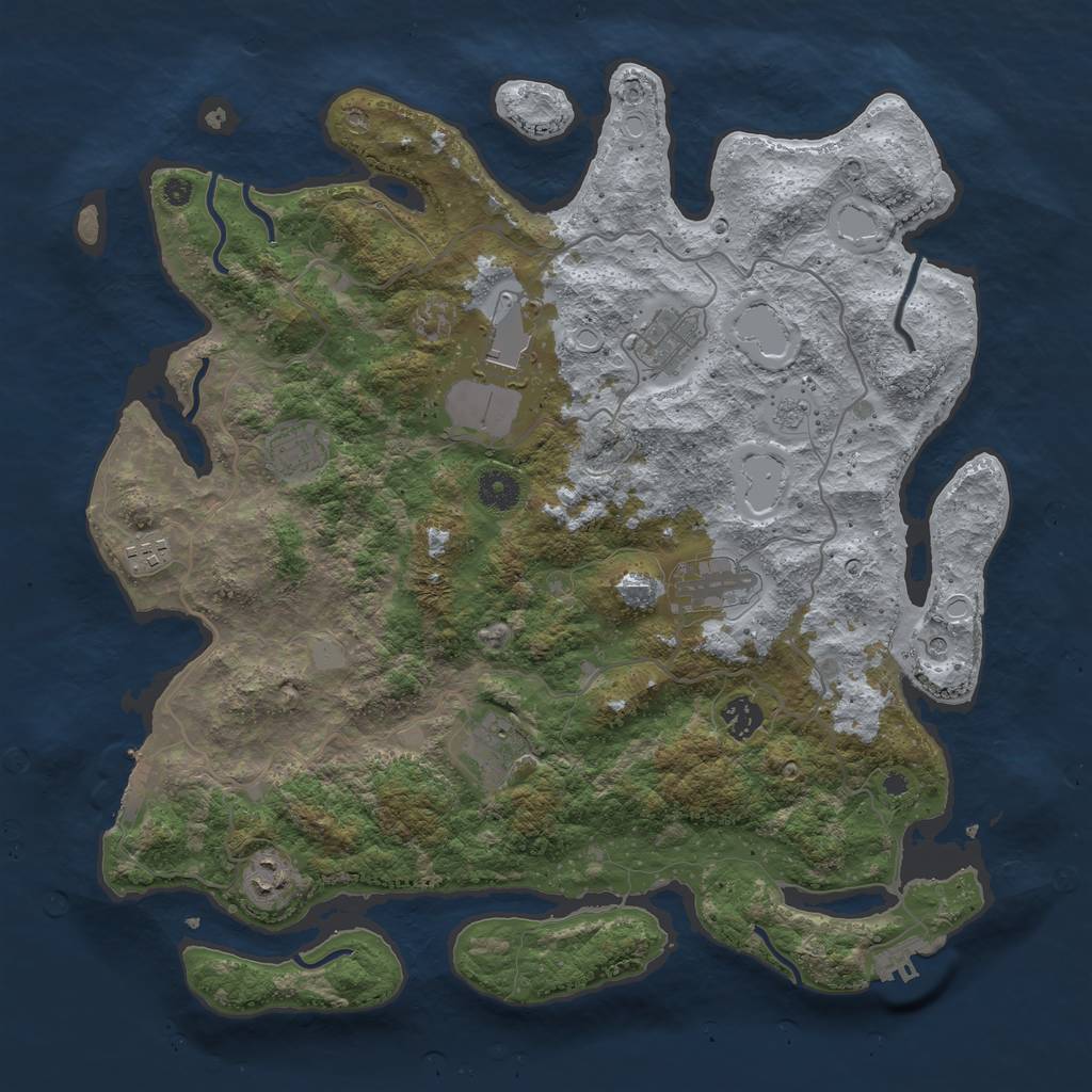 Rust Map: Procedural Map, Size: 4000, Seed: 1128232715, 17 Monuments
