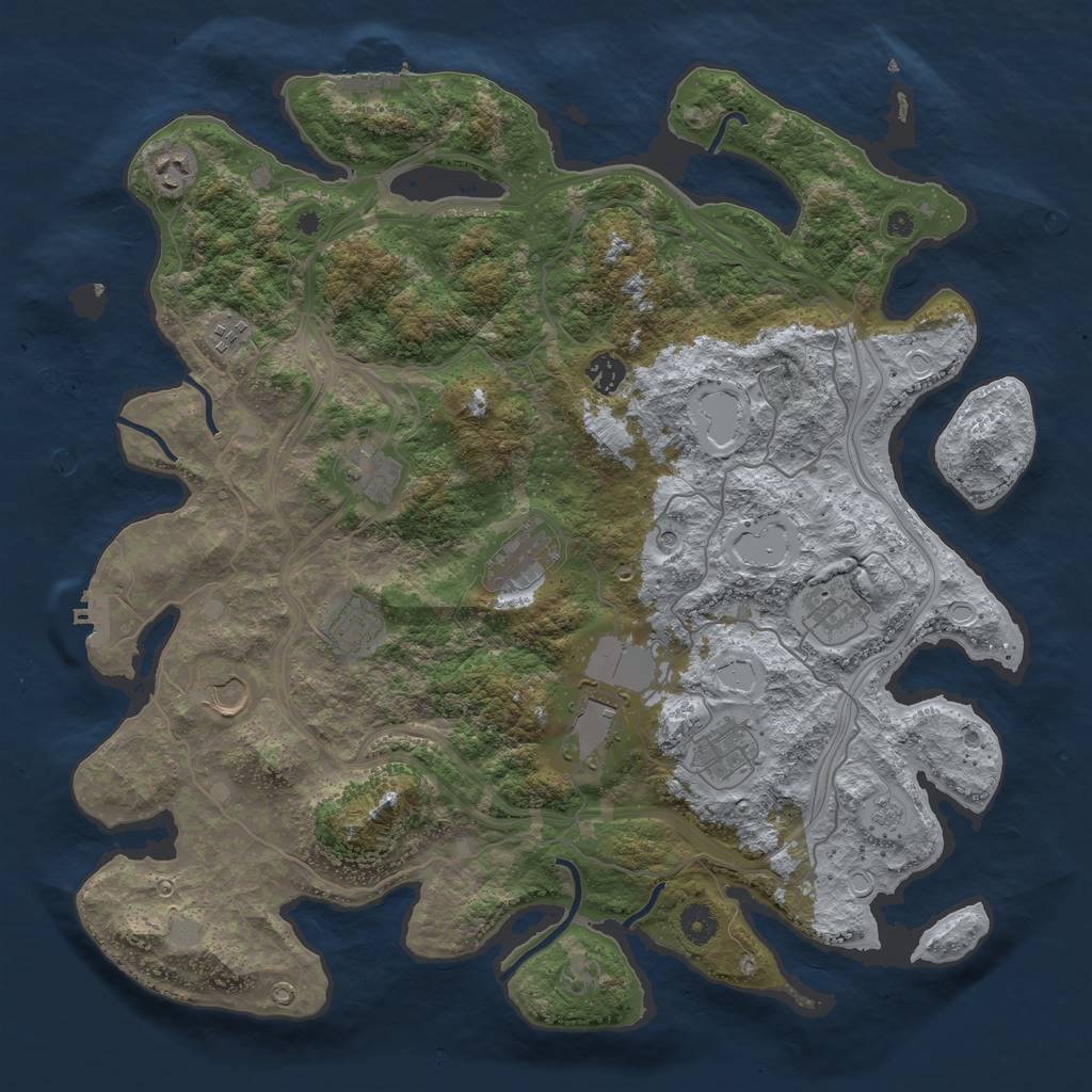 Rust Map: Procedural Map, Size: 4250, Seed: 130143046, 17 Monuments