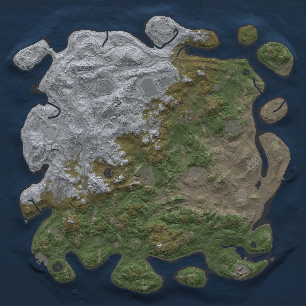 Rust Map: Procedural Map, Size: 4500, Seed: 1986157795, 17 Monuments