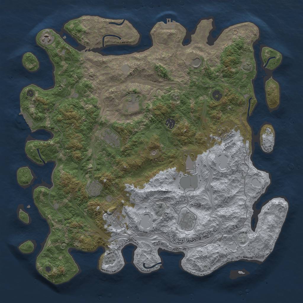 Rust Map: Procedural Map, Size: 4500, Seed: 1991427993, 19 Monuments