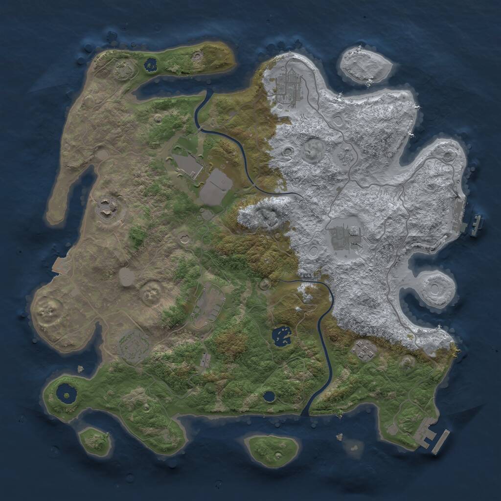 Rust Map: Procedural Map, Size: 3700, Seed: 22911, 14 Monuments