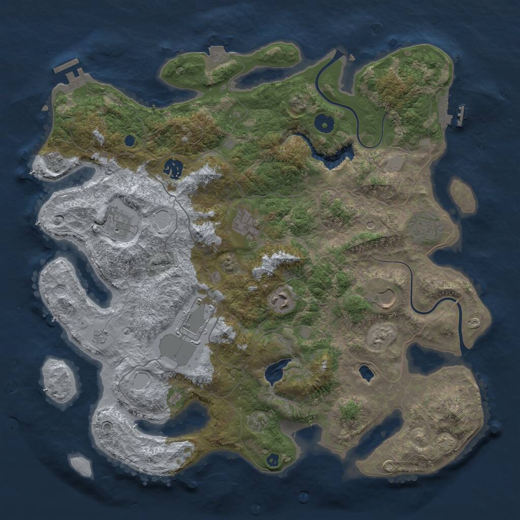 Rust Map: Procedural Map, Size: 4000, Seed: 655392121, 14 Monuments