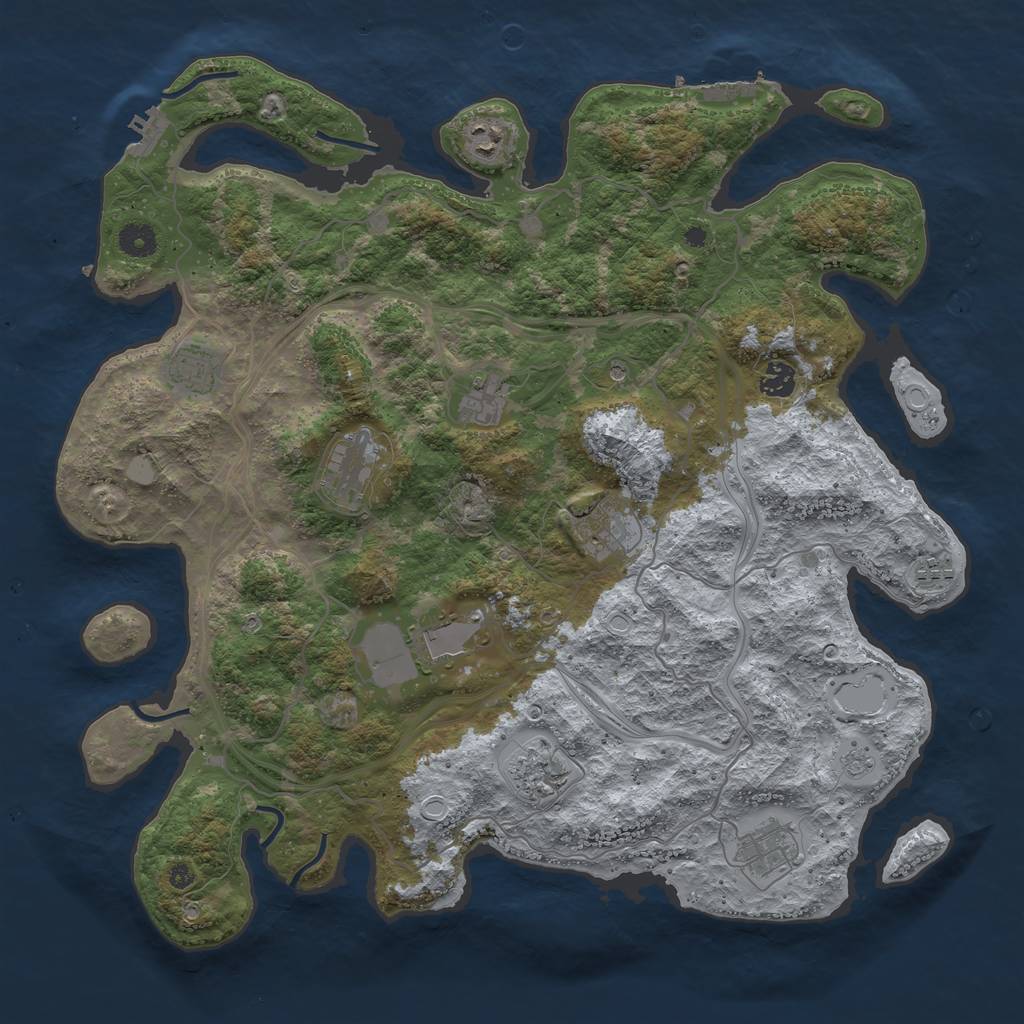 Rust Map: Procedural Map, Size: 4250, Seed: 2053122114, 19 Monuments